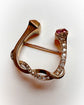 19TH CENTURY DIAMOND & RUBY DOUBLE HORSESHOE NAIL BROOCH