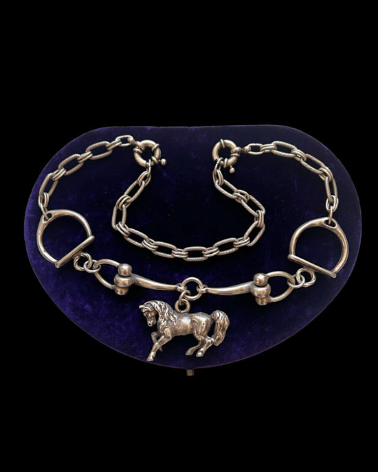 ANTIQUE SILVER EQUESTRIAN NECKLACE