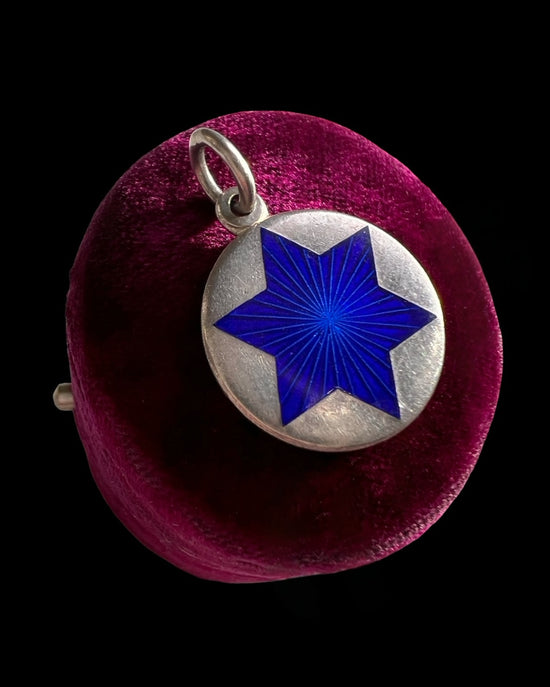 20TH CENTURY BLUE GUILLOCHE STAR PENDANT