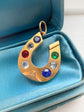 VICTORIAN 18CT GOLD & MULTICOLOUR PASTE HORSESHOE PENDANT