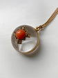 VICTORIAN ROCK CRYSTAL DOME LOCKET WITH DIAMOND & CORAL CENTRE