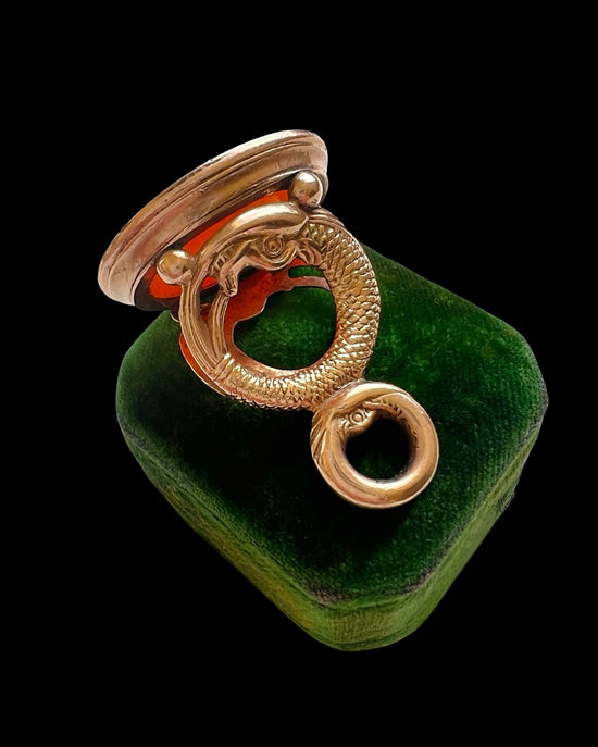 19TH CENTURY DOULBE OUROBOROS FOB PENDANT ‘TENTANDA VIA EST’