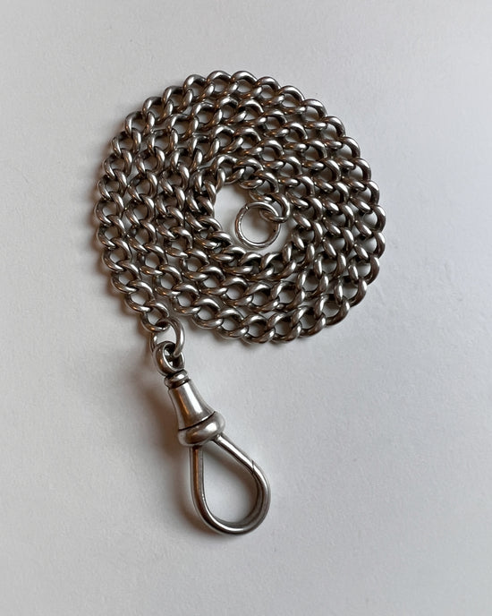 ANTIQUE SILVER CHAIN WITH HUGE DOGCLIP