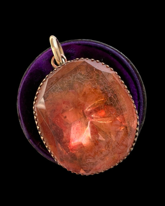 LARGE QUEEN ANNE PEACH PASTE DROP PENDANT
