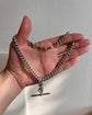 ANTIQUE SILVER CURB CHAIN WITH SLIDING T-BAR