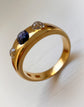 ANTIQUE SAPPHIRE & DIAMOND FLUSH SET RING