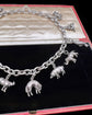 VICTORIAN ANIMAL CHARM CHUNKY SILVER NECKLACE