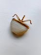 19TH CENTURY CHUNKY MOTHER OF PEARL & 15CT GOLD BASKET PENDANT