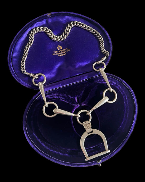 VINTAGE SILVER HORSE BIT & STIRRUP NECKLACE