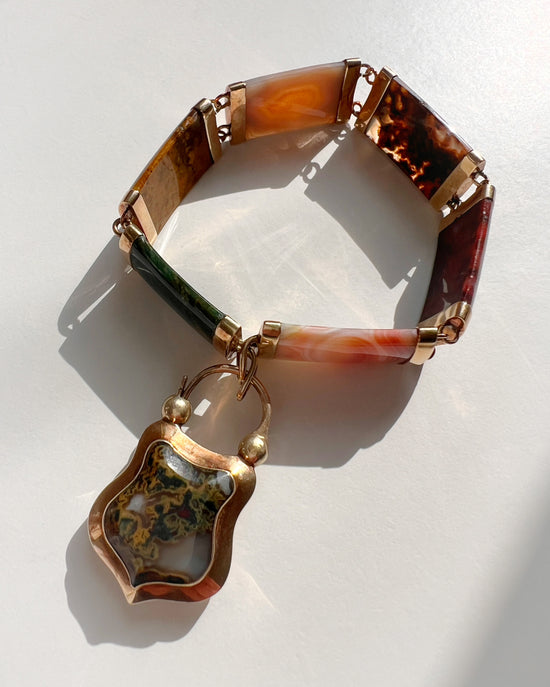 VICTORIAN MULTI AGATE BRACELET & PADLOCK