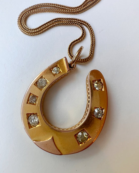 VICTORIAN SUPERSIZED 18CT GOLD & DIAMOND HORSESHOE PENDANT