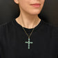 VICTORIAN FACETED PASTE AQUA BLUE CROSS PENDANT