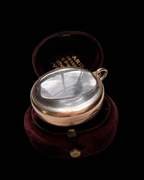 ANTIQUE LARGE 15CT GOLD & CRYSTAL LOCKET
