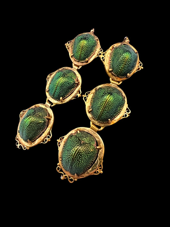 VICTORIAN SCARAB BEETLE DROP EARRINGS
