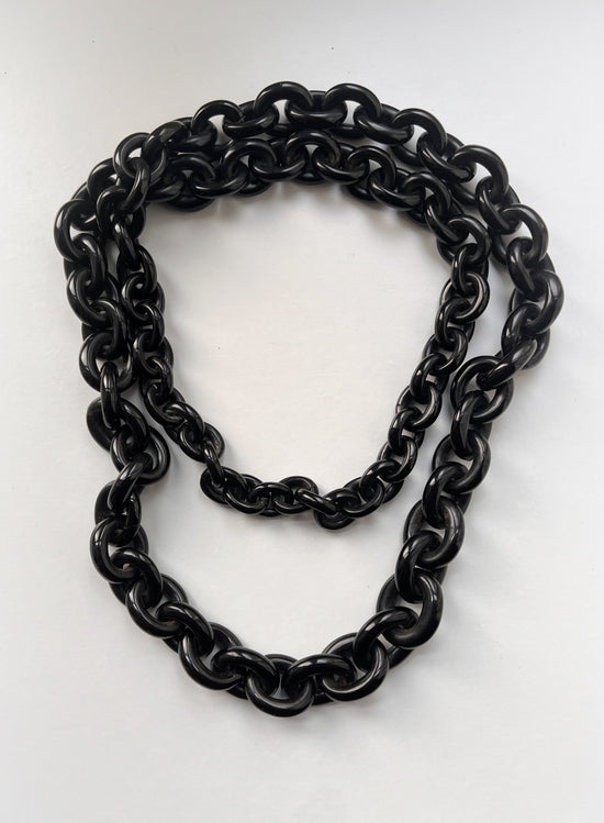 EXTRA LONG VICTORIAN WHITBY JET CHUNKY BELCHER CHAIN