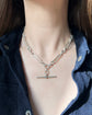 ANTIQUE CHUNKY SILVER PAPERCLIP ALBERT CHAIN