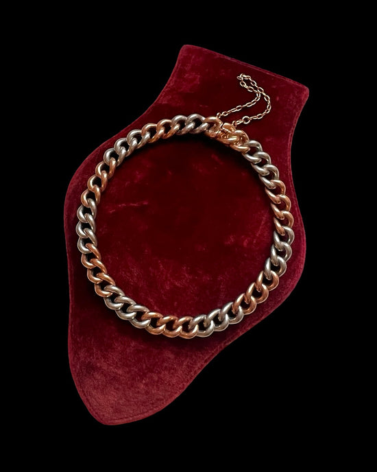 ANTIQUE 15CT GOLD & PLATINUM BICOLOUR CURB CHAIN BRACELET