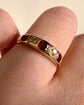 ANTIQUE DIAMOND & RUBY FLUSH SET 18CT GOLD RING