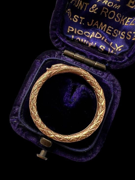 GEORGIAN LARGE 15CT GOLD OUROBOROS SPLIT RING