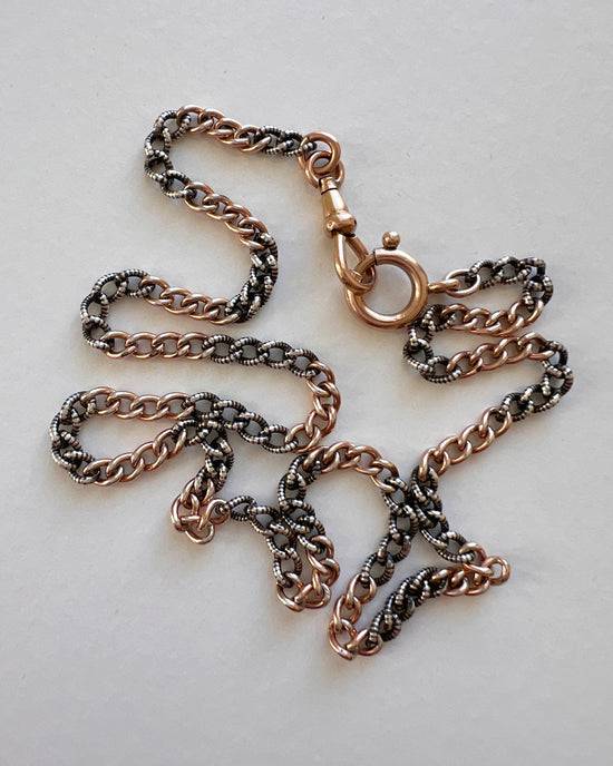 ANTIQUE SILVER ‘MIXED METAL’ CURB CHAIN