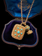 VICTORIAN 15CT GOLD & TURQUOISE INTAGLIO FOB PENDANT