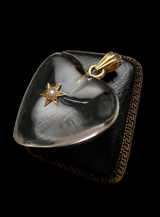 SUPERSIZED CHUNKY VICTORIAN ROCK CRYSTAL HEART PENDANT
