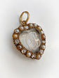 VICTORIAN MONOGRAM ROCK CRYSTAL HEART WITH DIAMOND & PEARL SURROUND