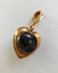 ANTIQUE 15CT GOLD ENGRAVED HEART SET WITH OPAL & EMERALD