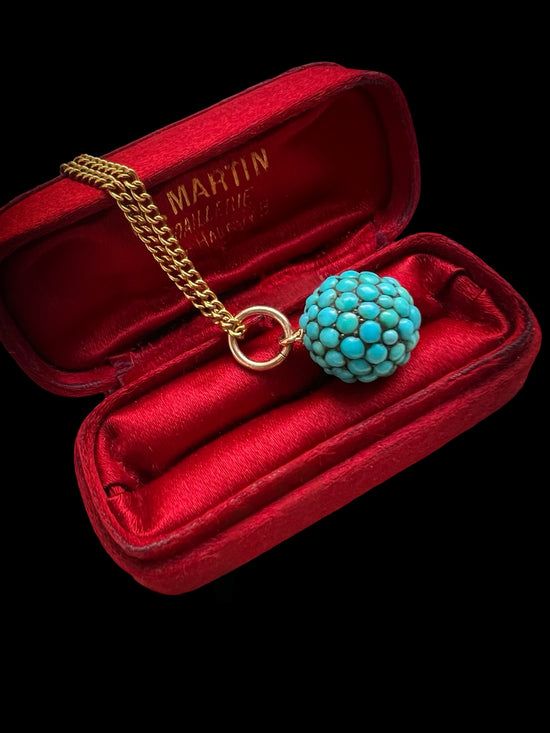 VICTORIAN PAVÉ TURQUOISE SPHERE PENDANT