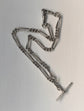 SILVER TWIST PAPERCLIP ALBERT CHAIN WITH TBAR