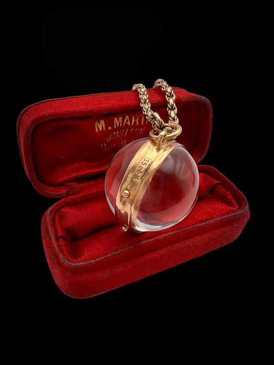 VICTORIAN ROCK CRYSTAL & 15CT GOLD POOL OF LIGHT SPHERE PENDANT
