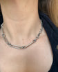 ANTIQUE SILVER PAPERCLIP & LOVERS KNOT CHAIN