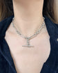EDWARDIAN CHUNKY SILVER PAPERCLIP ALBERT CHAIN