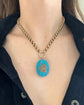 VICTORIAN DIAMOND LEAF & PAVÉ TURQUOISE BOMBE PENDANT