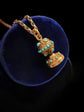 VICTORIAN 15CT GOLD & TURQUOISE INTAGLIO FOB PENDANT