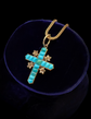 VICTORIAN TURQUOISE & DIAMOND CROSS PENDANT