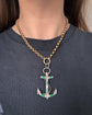 VICTORIAN MALACHITE & SILVER ANCHOR PENDANT