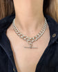 ANTIQUE SUPER CHUNKY SILVER CURB WITH DETACHABLE T-BAR