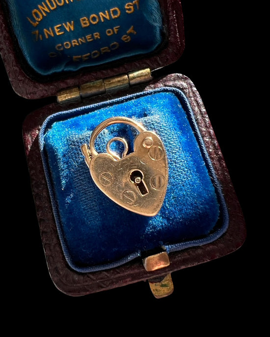 ANTIQUE MINI 9CT GOLD PADLOCK PENDANT