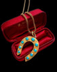 VICTORIAN 15CT GOLD & TURQUOISE HORSESHOE PENDANT