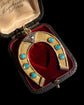 LARGE 18CT GOLD TURQUOISE & DIAMOND HORSESHOE PENDANT