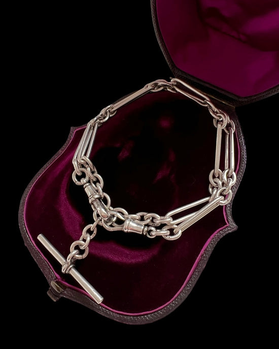 ANTIQUE SILVER PAPERCLIP ALBERT CHAIN