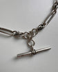 VICTORIAN SILVER PAPERCLIP & LOVERS KNOT ALBERT CHAIN