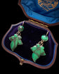 VICTORIAN MALACHITE & SILVER IVY LEAF EARRINGS