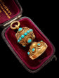 VICTORIAN 15CT GOLD & TURQUOISE INTAGLIO FOB PENDANT