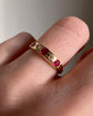 ANTIQUE DIAMOND & RUBY FLUSH SET 18CT GOLD RING