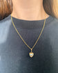 ANTIQUE 15CT GOLD ENGRAVED HEART SET WITH OPAL & EMERALD