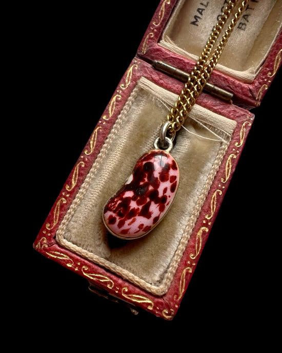 ANTIQUE ENAMEL LUCKY BEAN PENDANT