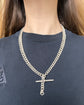 HEAVY ANTIQUE SILVER CURB ALBERT CHAIN WITH TBAR