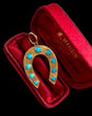 VICTORIAN 15CT GOLD & TURQUOISE HORSESHOE PENDANT